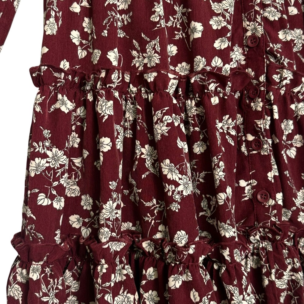 Ivy City Dress Lisbeth Floral Tiered Ruffle High Low Burgundy‎ M Cottagecore - Picture 8 of 15